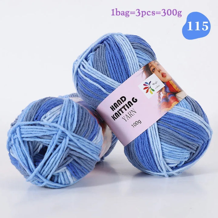 High-Quality 7-Strand Gradient Yarn – Medium-Thick Multi-Colored Yarn for Sweaters, Hats, Scarves & DIY Crafts