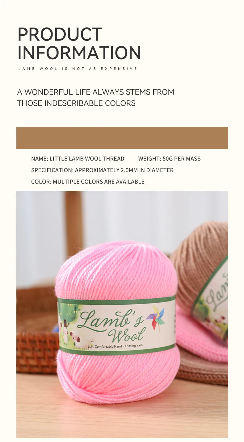 Very Soft Lamb Wool Yarn – Medium-Thick High-Quality Wool for Knitting Sweaters, Scarves & Accessories
