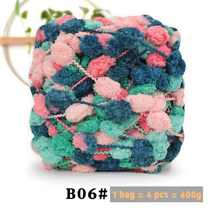 Super Soft Bean Yarn – Plush Polyester Chunky Yarn for Blankets, Cushions, Hats & DIY Crafts (400g, 4pcs Pack)