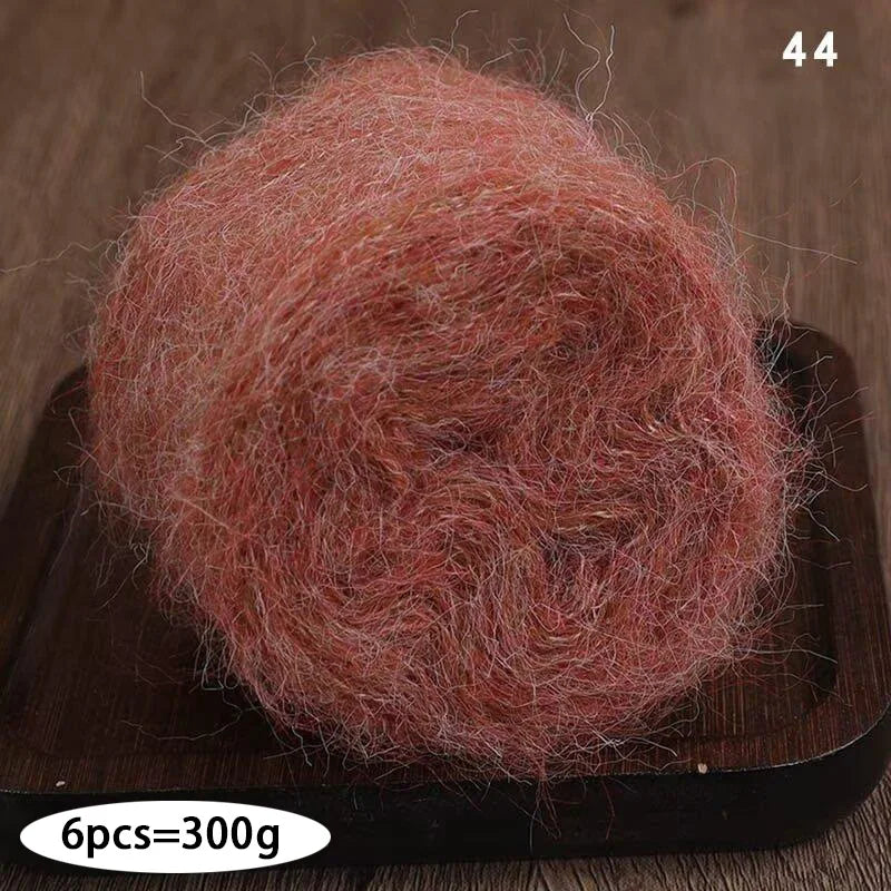 300g Long Wool & Mohair Yarn – Soft Fluffy Knitting Yarn for Sweaters, Shawls & Fashion Wear (6 Pieces/Bag)