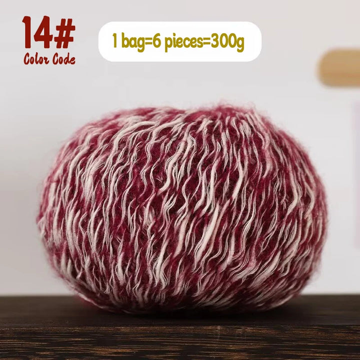 300g Bamboo Fiber Yarn – Fancy Thick & Thin Hand Knitting Yarn for Sweaters, Shawls, Hats & DIY Crafts (6pcs Pack)