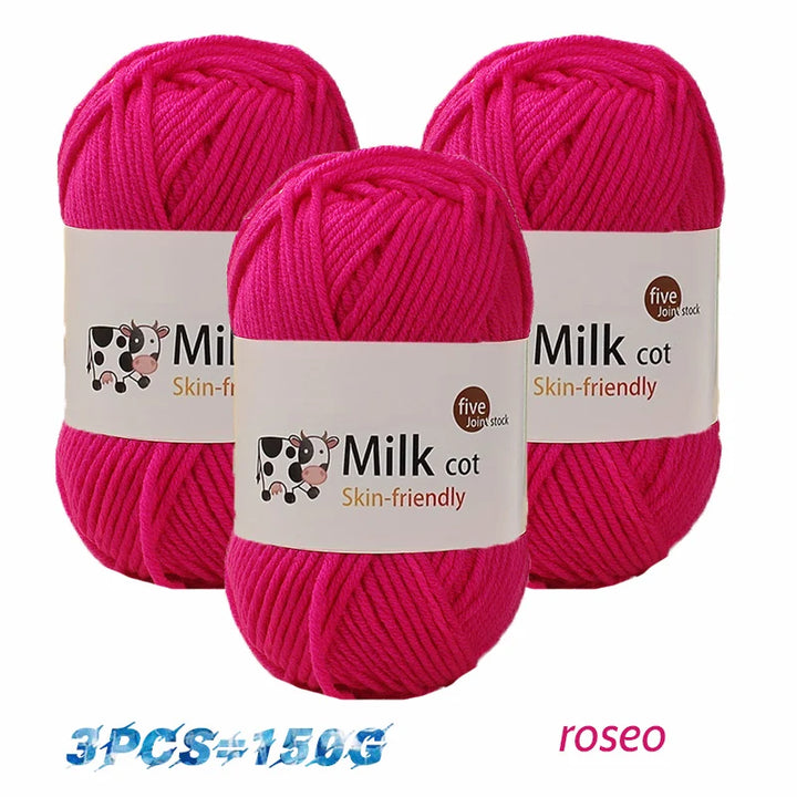 150g Medium-Coarse Milk Cotton Yarn – Soft Crochet & Knitting Yarn for Sweaters, Hats, Scarves & DIY Crafts