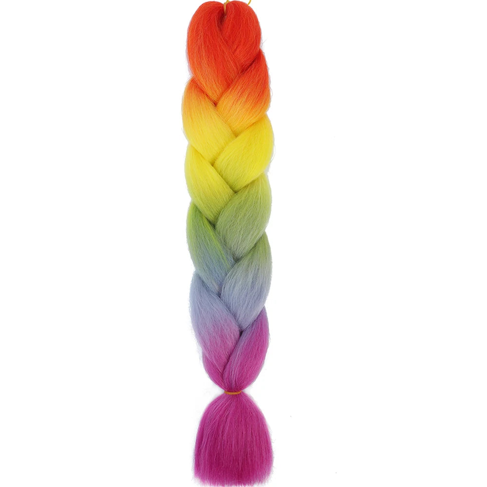 24 Inch Jumbo Box Braids Extensions – Synthetic Braiding Hair for Children (Pink, Purple, Yellow, Gray)