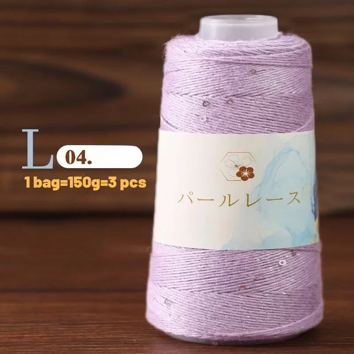 150g Bamboo Fiber & Linen Yarn with Sequins (3 Pieces) – Medium-Fine Yarn for Sweaters, Hats, Gloves & DIY Crafts