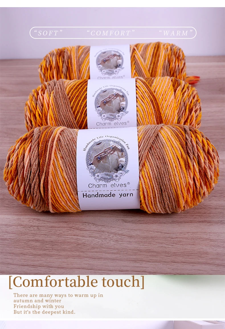 360g Rainbow Gradient Section-Dyed Yarn – Medium-Thick Hand Knitting Yarn for Sweaters, Hats & Scarves (3pcs Pack)