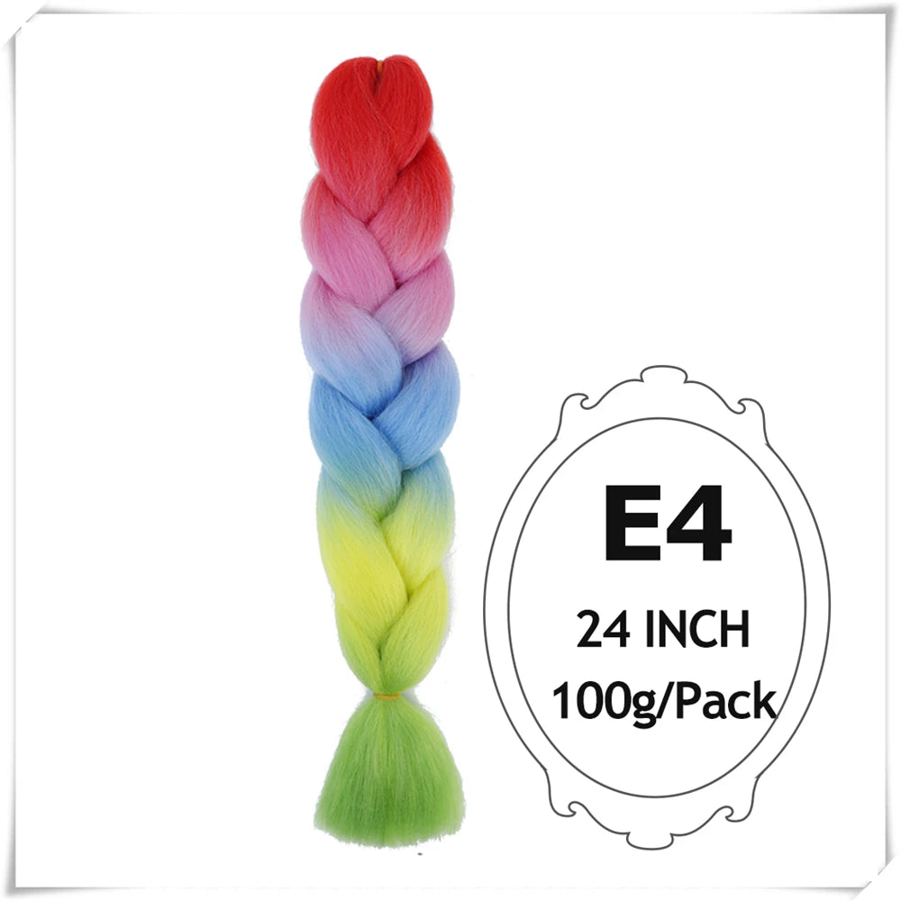 Pre-Stretched Jumbo Braiding Hair – 24 Inch Ombre Purple Synthetic Crochet Extensions for Women