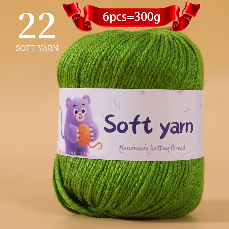 300g Soft Thin Yarn Balls – Lightweight Hand-Knitting Yarn for Sweaters, Hats, Scarves & DIY Crafts (6pcs Pack)