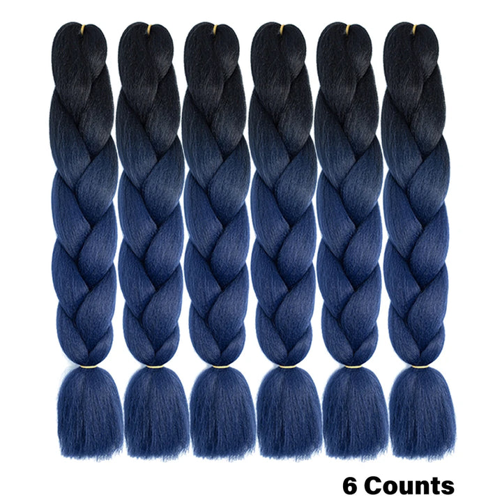 Rainbow Pre-Stretched Braiding Hair – Jumbo Box Braids High-Temperature Synthetic Extensions (6 Packs)