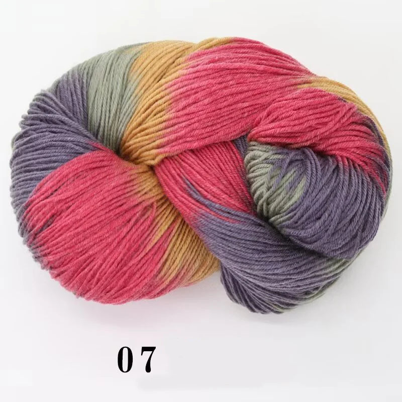 Segment-Dyed Rainbow Wool Yarn – Colorful Knitting Yarn for Sweaters, Scarves, Hats & Gloves