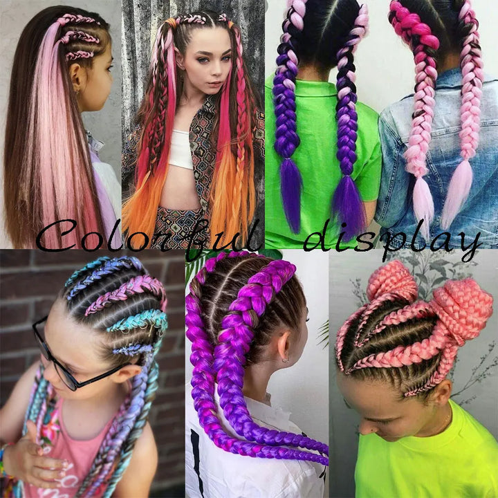 24 Inch Jumbo Braids Extensions – Synthetic Afro Ombre Kanekalon Braiding Hair for Children 22