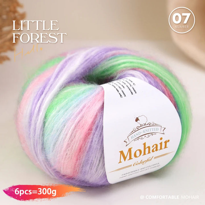 300g Rainbow Gradient Yarn Balls – Colorful Knitting Yarn for Tops, Scarves & DIY Crafts (6 Pieces/Pack)