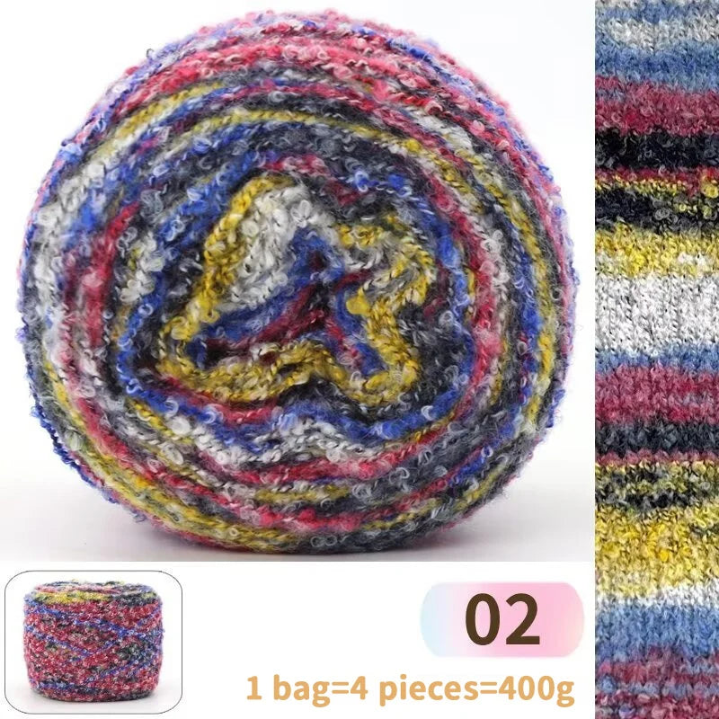 400g Rainbow Oil Painting Gradient Wool Yarn (4 Balls) – Long Color Gradient Yarn for Sweaters, Hats & Scarves