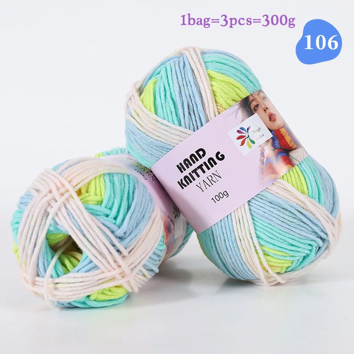 High-Quality 7-Strand Gradient Yarn – Medium-Thick Multi-Colored Yarn for Sweaters, Hats, Scarves & DIY Crafts