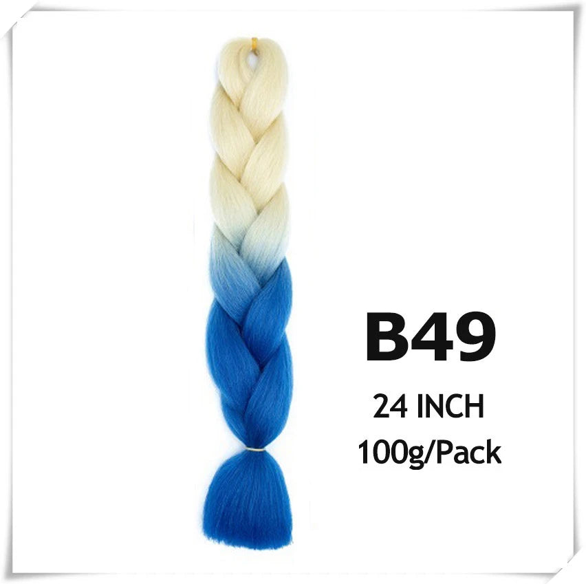 Pre-Stretched Jumbo Braiding Hair – 24 Inch Ombre Purple Synthetic Crochet Extensions for Women