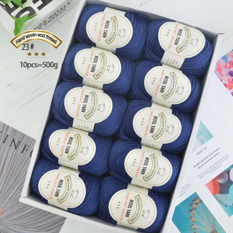 500g 2112 Medium-Fine Wool Yarn – Soft DIY Knitting Yarn for Sweaters, Jackets, Scarves, Hats & Handmade Crafts (10pcs Bag)