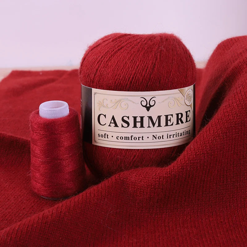 Handmade Cashmere Wool Yarn Set – 50g Main Yarn + 20g Auxiliary Yarn for Sweaters, Scarves & Hats