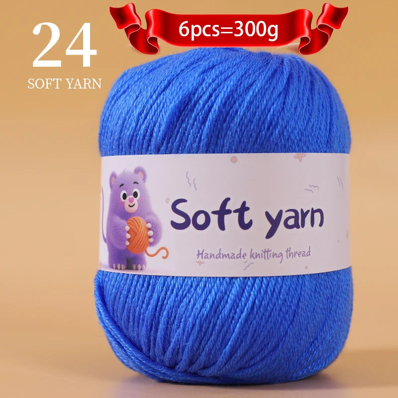 300g Soft Thin Yarn Balls – Lightweight Hand-Knitting Yarn for Sweaters, Hats, Scarves & DIY Crafts (6pcs Pack)