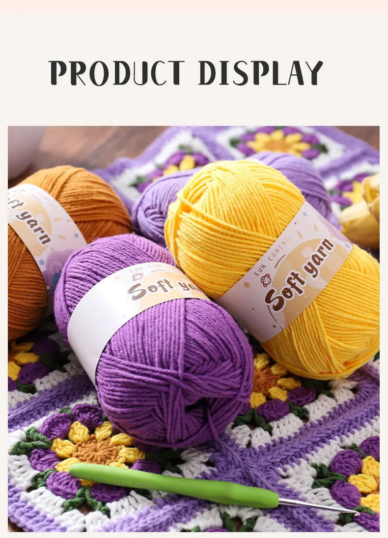 240g Medium-Thin Combed Yarn – Soft DIY Knitting & Crochet Yarn Balls (6 Pieces / Pack)