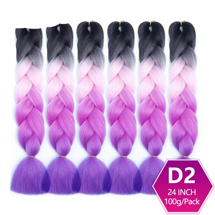 Purple and pink braided hair extensions 