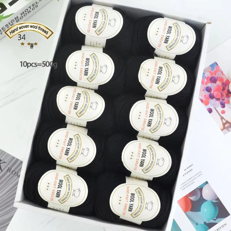 500g 2112 Medium-Fine Wool Yarn – Soft DIY Knitting Yarn for Sweaters, Jackets, Scarves, Hats & Handmade Crafts (10pcs Bag)