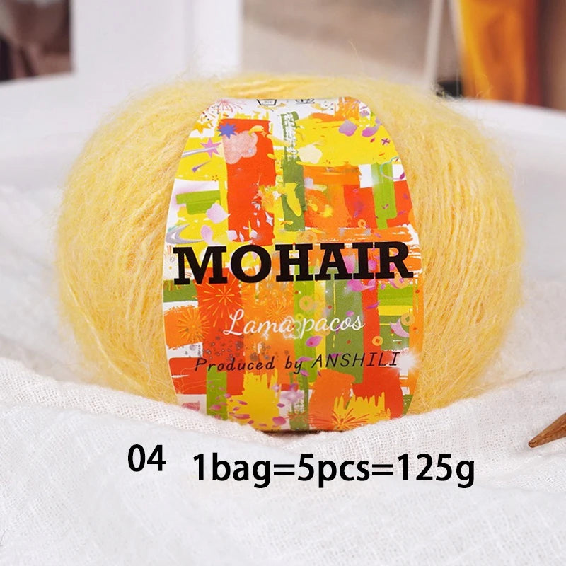 Colorful Long-Haired Mohair Yarn – Gradient Dyed Soft Knitting Yarn for Sweaters, Scarves, Hats & DIY Crafts
