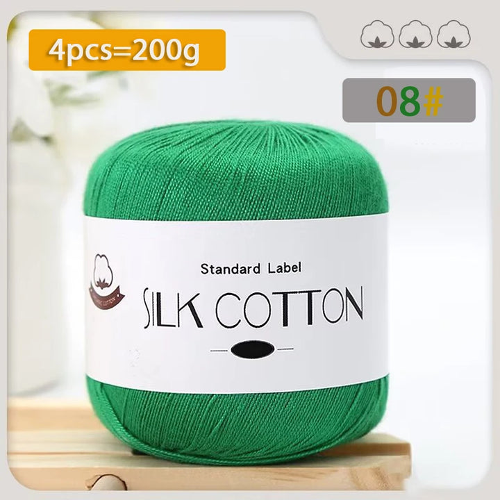 200g Pure Silk Cotton Thread – 100% Cotton Fine Yarn for Hand-Knitted Shawls, Sweaters & Hats