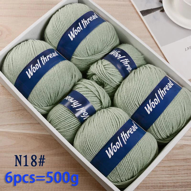 500g Fine Wool & Sheep Cashmere Yarn – Soft Warm Knitting Yarn (6 Pieces/Pack)