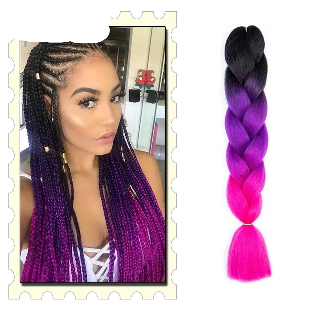 Synthetic Braiding Hair 24 Inch – Kanekalon Ombre Pre-Stretched Jumbo Braids