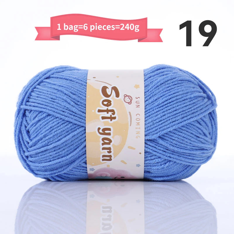 240g Medium-Thin Combed Yarn – Soft DIY Knitting & Crochet Yarn Balls (6 Pieces / Pack)