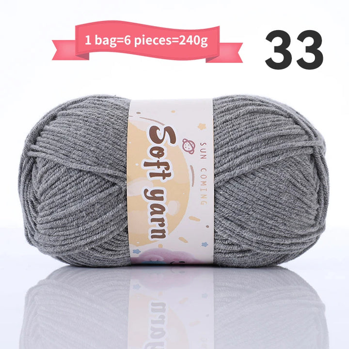 240g Medium-Thin Combed Yarn – Soft DIY Knitting & Crochet Yarn Balls (6 Pieces / Pack)