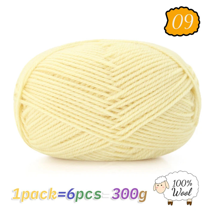 300g 100% Pure Wool Yarn (6 Pieces) – Soft Warm Knitting Yarn for Sweaters, Hats, Scarves & Winter DIY Projects