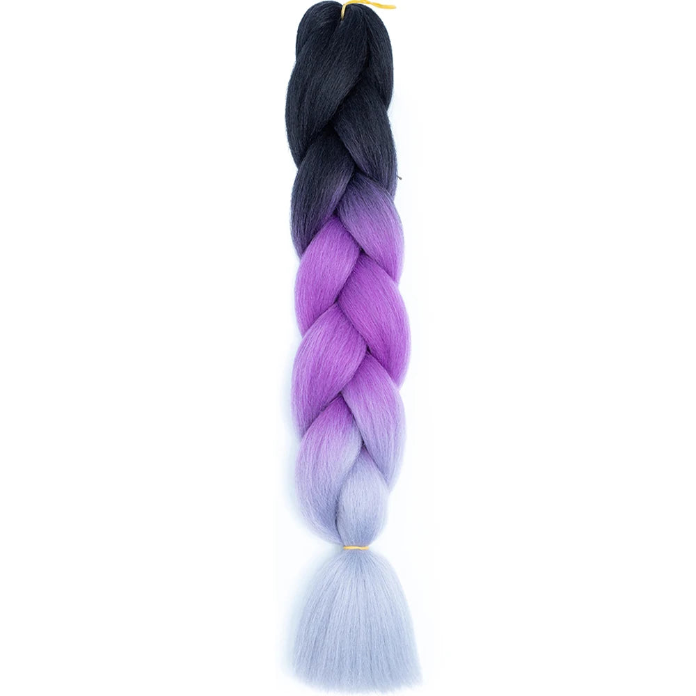 24 Inch Jumbo Box Braids Extensions – Synthetic Braiding Hair for Children (Pink, Purple, Yellow, Gray)