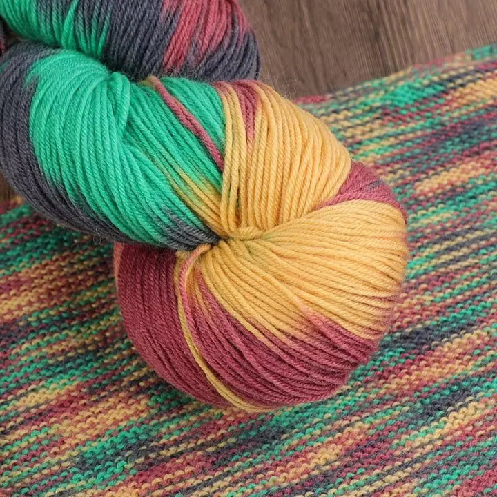 Segment-Dyed Rainbow Wool Yarn – Colorful Knitting Yarn for Sweaters, Scarves, Hats & Gloves