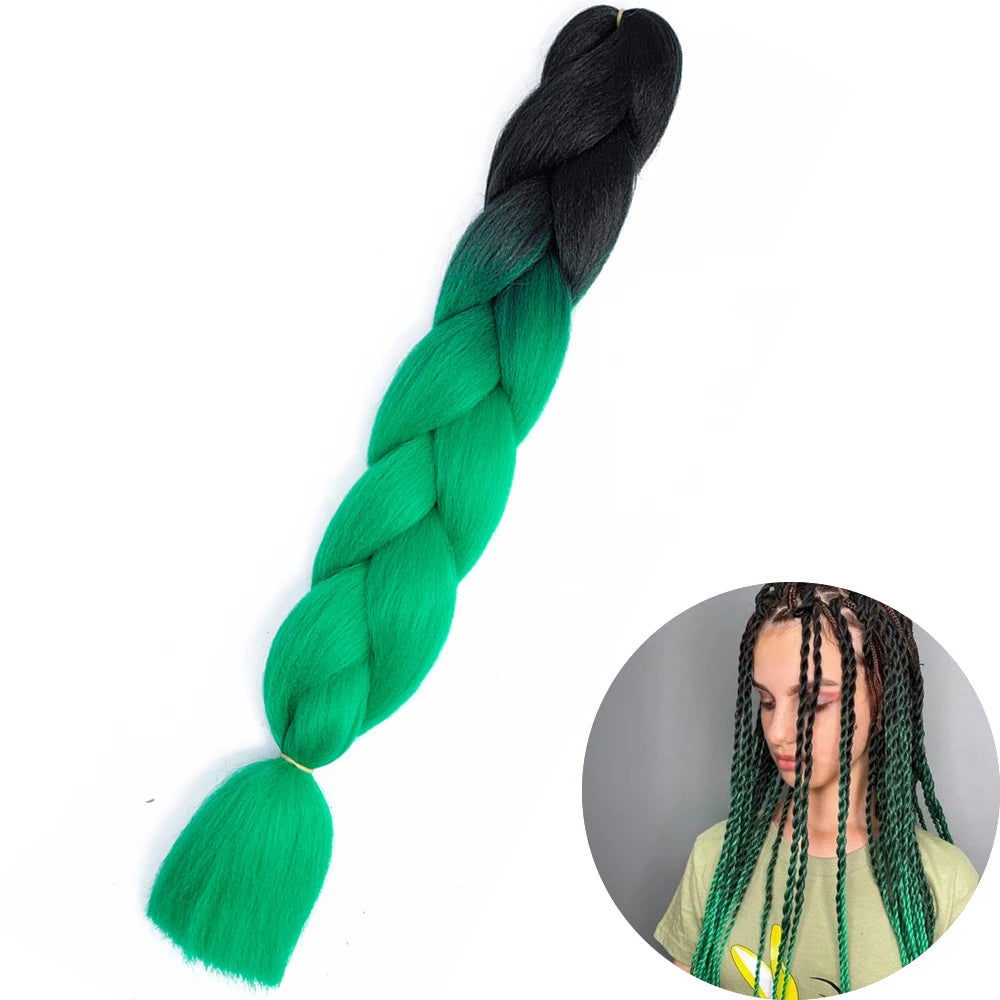 24 Inch Synthetic Jumbo Braiding Hair – Heat Resistant Ombre Extensions