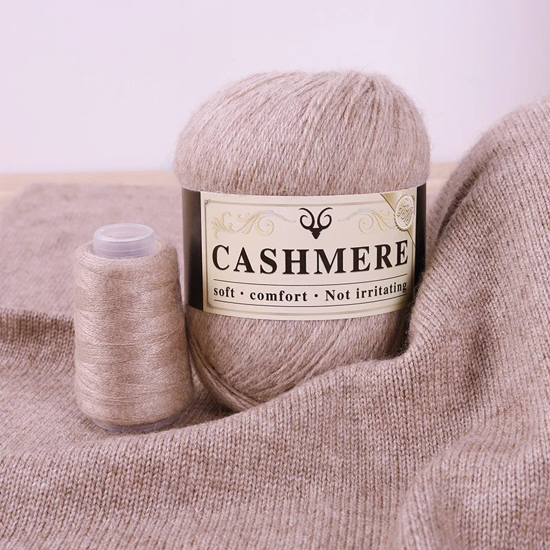 Handmade Cashmere Wool Yarn Set – 50g Main Yarn + 20g Auxiliary Yarn for Sweaters, Scarves & Hats