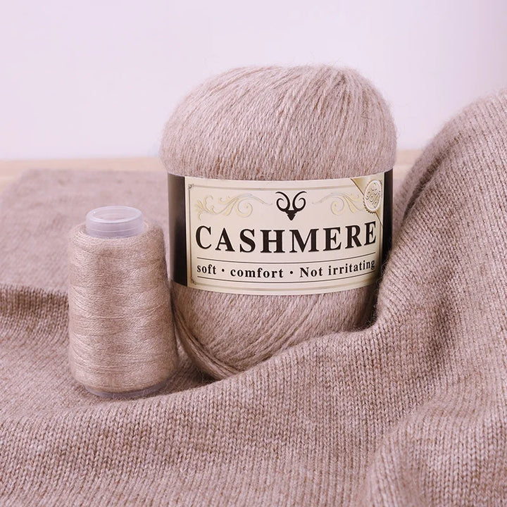 Handmade Cashmere Wool Yarn Set – 50g Main Yarn + 20g Auxiliary Yarn for Sweaters, Scarves & Hats