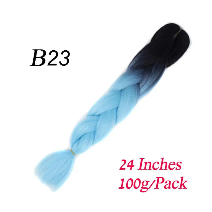24 Inch Synthetic Jumbo Braiding Hair – Heat-Resistant Ombre Bulk Extensions for Braids