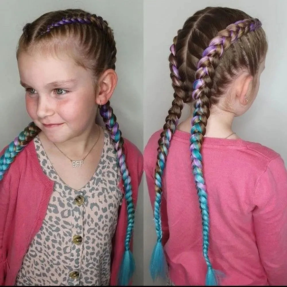 24 Inch Jumbo Braids Extensions – Synthetic Afro Ombre Kanekalon Hair for Children