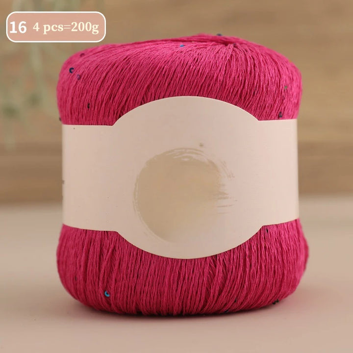 200g Colorful Sequin Yarn – Soft Knitting Yarn for Sweaters, Scarves & DIY Crafts (4 Pieces/Pack)