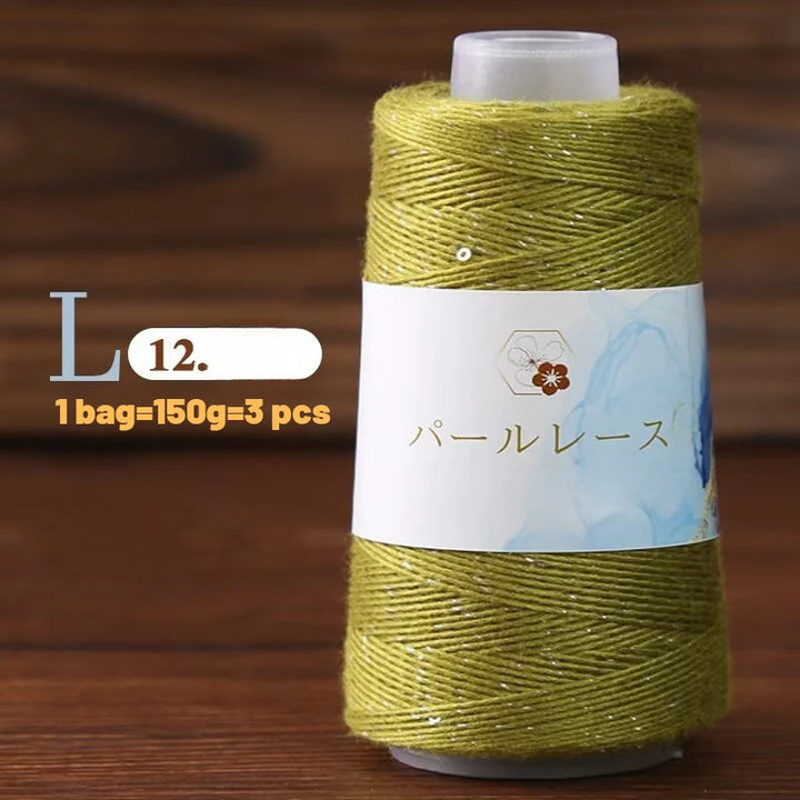 150g Bamboo Fiber & Linen Yarn with Sequins (3 Pieces) – Medium-Fine Yarn for Sweaters, Hats, Gloves & DIY Crafts