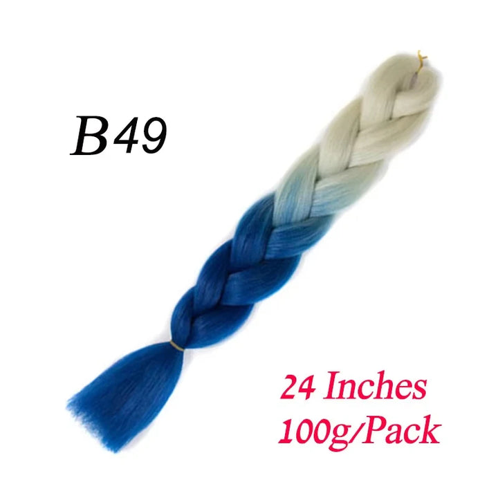 24 Inch Synthetic Ombre Jumbo Braiding Hair – DIY Braid Extensions for Women (Purple/Pink/Yellow/Red)