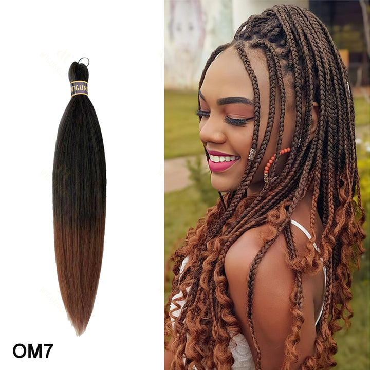 Wig with ombre color and a woman with styled hair outdoors