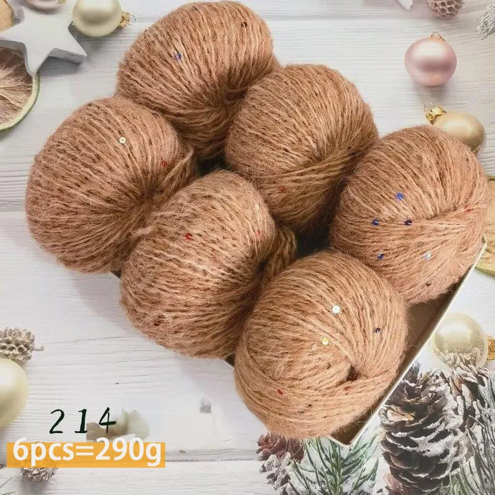 300g Colorful Sequined Alpaca Yarn – Soft Knitting Yarn for Sweaters, Scarves & Hats (6 Pieces/Pack)