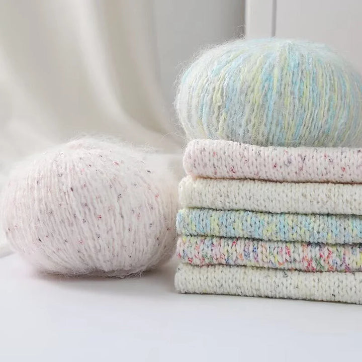 150g Colorful Dot Alpaca Mohair Yarn (3 Pieces) – Gradient Rainbow Knitting Yarn for Sweaters, Shawls, Hats & Scarves