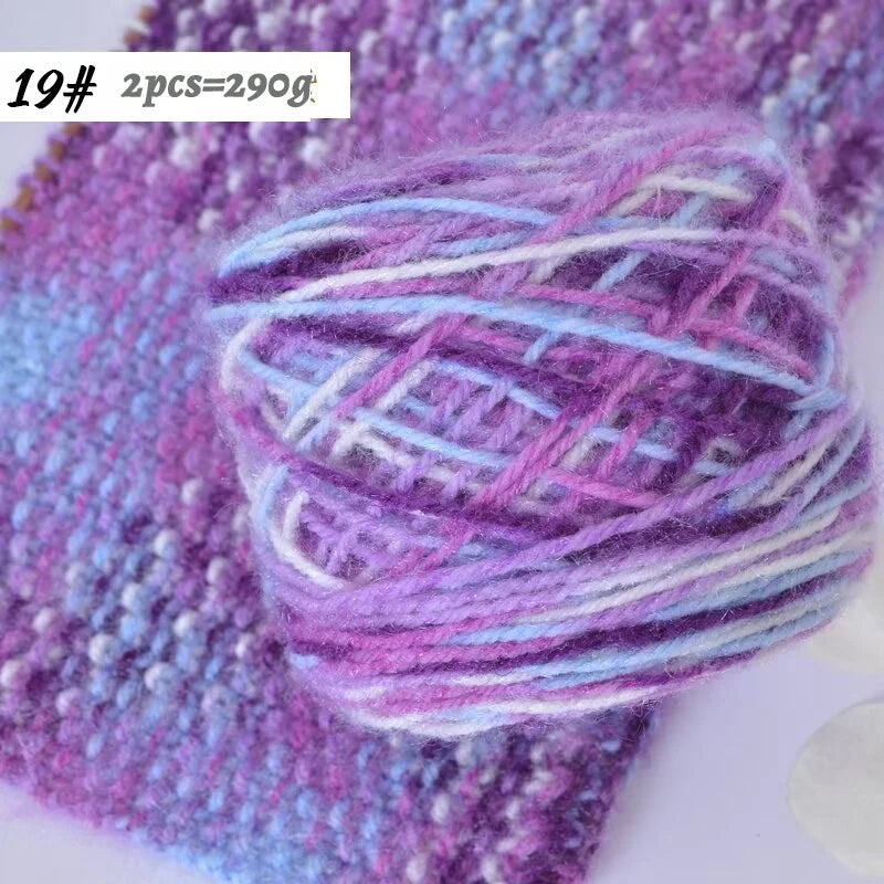 290g Colorful Gradient Imitation Squirrel Yarn – Thick Section-Dyed Yarn for Knitting & Crochet (2 Pcs/Pack)