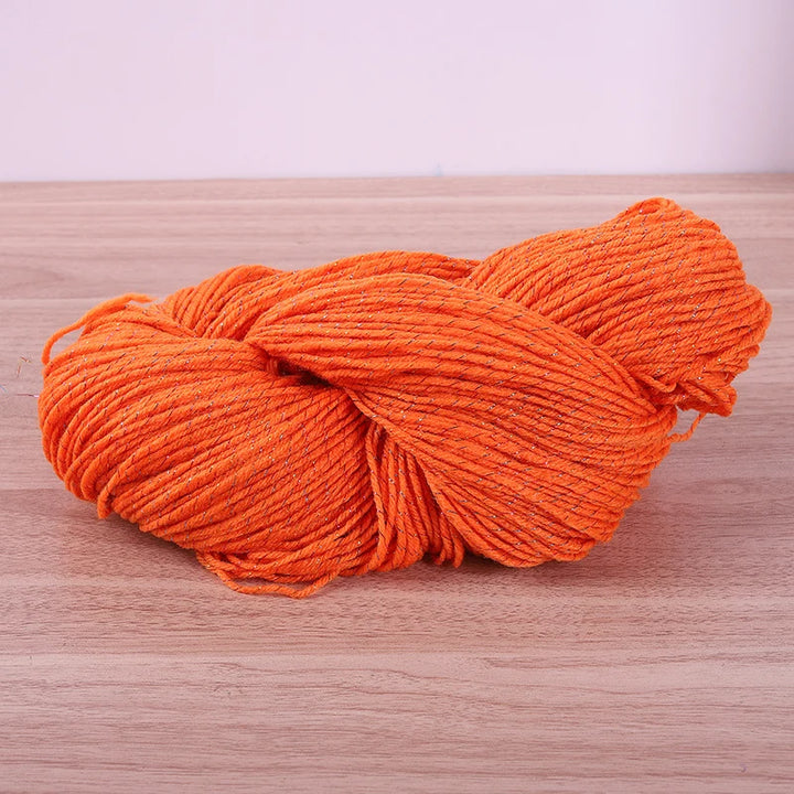 190g Colorful Gold Silk Acrylic Yarn – Medium Thick Shiny DIY Weaving Yarn