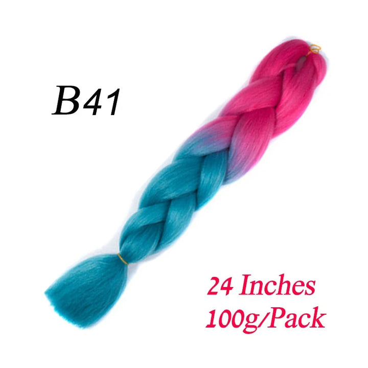 24 Inch Synthetic Ombre Braiding Hair – Jumbo Braid Extensions for DIY Hairstyles (Blue/Grey)