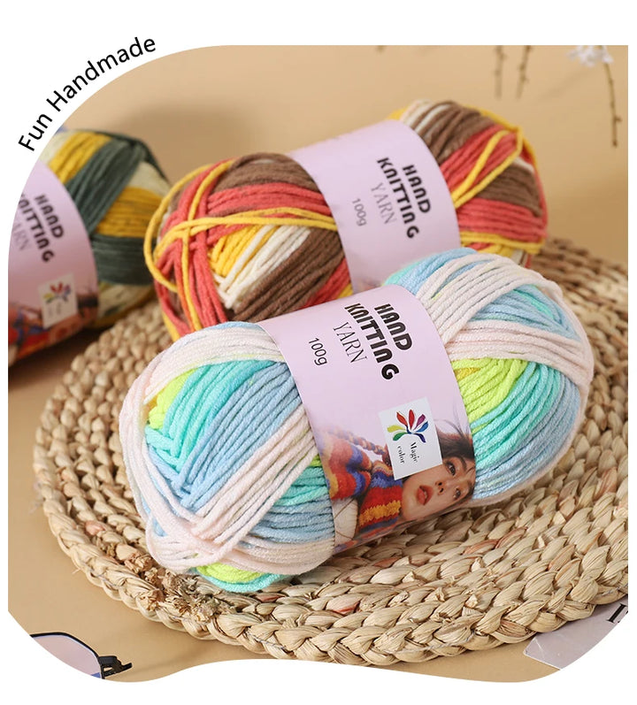 High-Quality 7-Strand Gradient Yarn – Medium-Thick Multi-Colored Yarn for Sweaters, Hats, Scarves & DIY Crafts