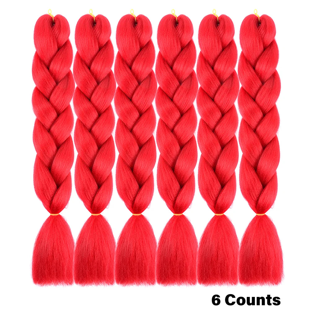 Rainbow Pre-Stretched Braiding Hair – Jumbo Box Braids High-Temperature Synthetic Extensions (6 Packs)