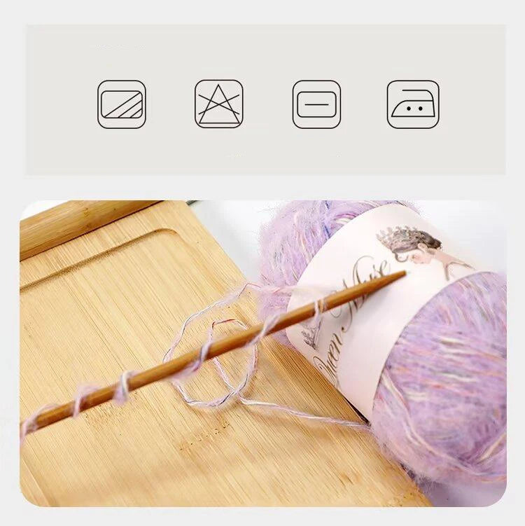 400g Multicolored Rainbow Alpaca Mohair Yarn – Soft Fluffy Knitting Yarn for Sweaters & Shawls (8 Pieces/Bag)